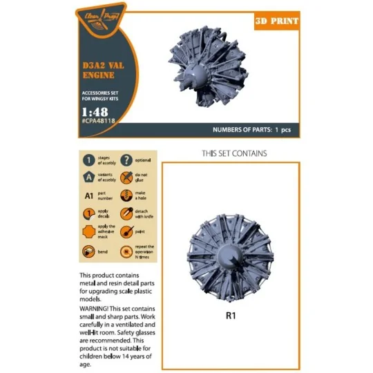 D3A2 VAL engine for Wingsy Kits, 1/48 - Clear Prop Accessories CPA4... D3A2 VAL engine for Wingsy Kits, 1/48 - Clear Prop Accessories CPA4...