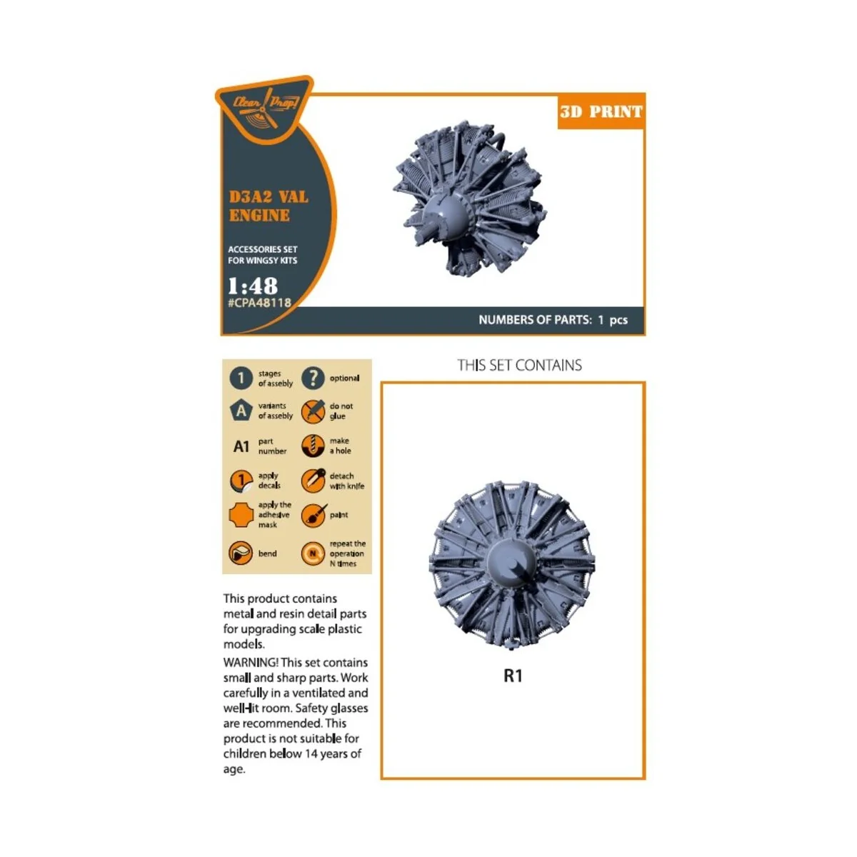 D3A2 VAL engine for Wingsy Kits, 1/48 - Clear Prop Accessories CPA4... D3A2 VAL engine for Wingsy Kits, 1/48 - Clear Prop Accessories CPA4...