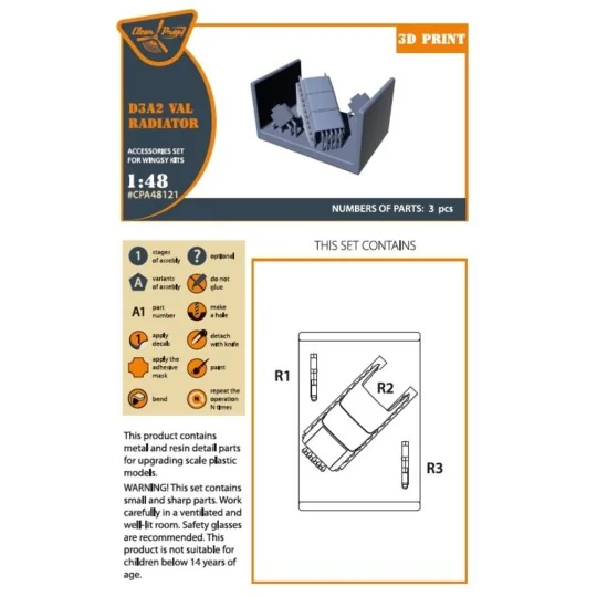 D3A2 VAL radiator set for Wingsy Kits, 1/48 - Clear Prop Accessorie...