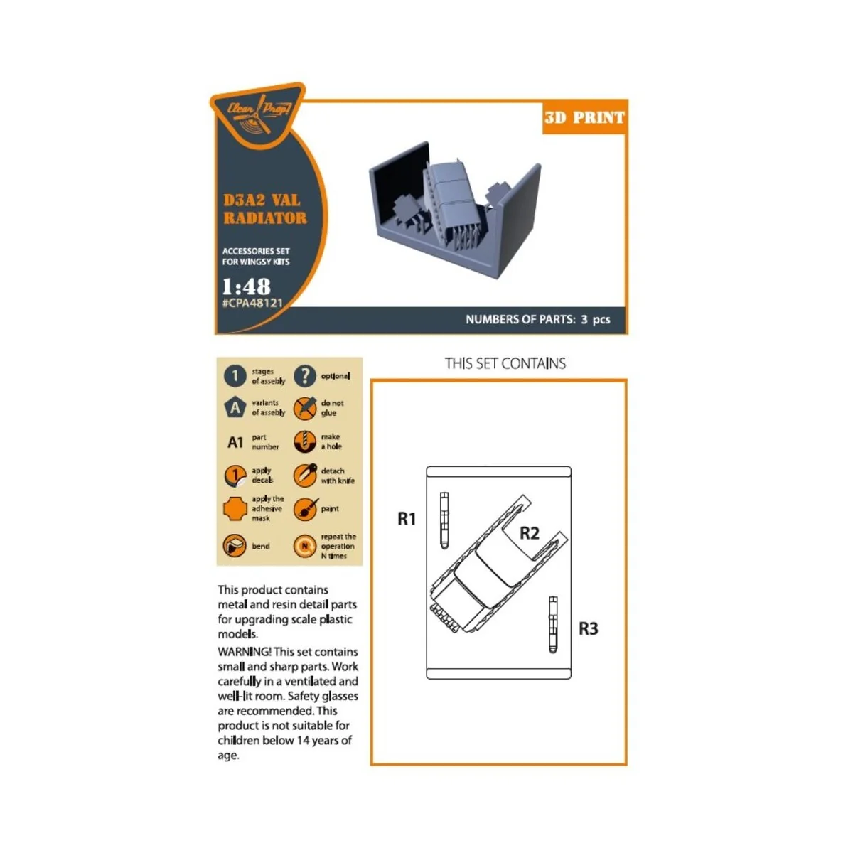 D3A2 VAL radiator set for Wingsy Kits, 1/48 - Clear Prop Accessorie...