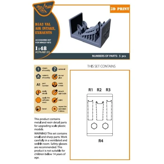 D3A2 VAL air intake exhaust for Wingsy Kits, 1/48 - Clear Prop Acce...
