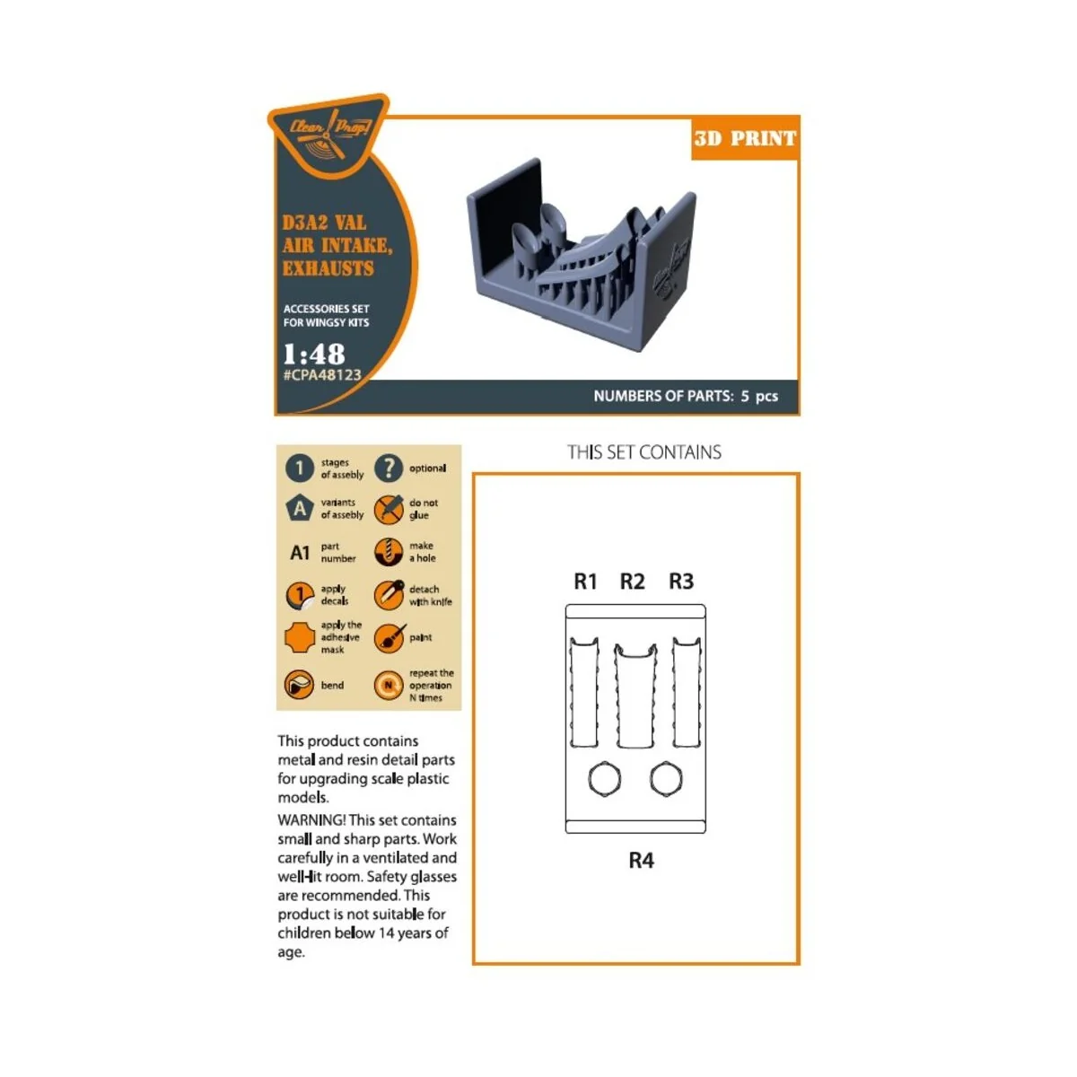 D3A2 VAL air intake exhaust for Wingsy Kits, 1/48 - Clear Prop Acce...