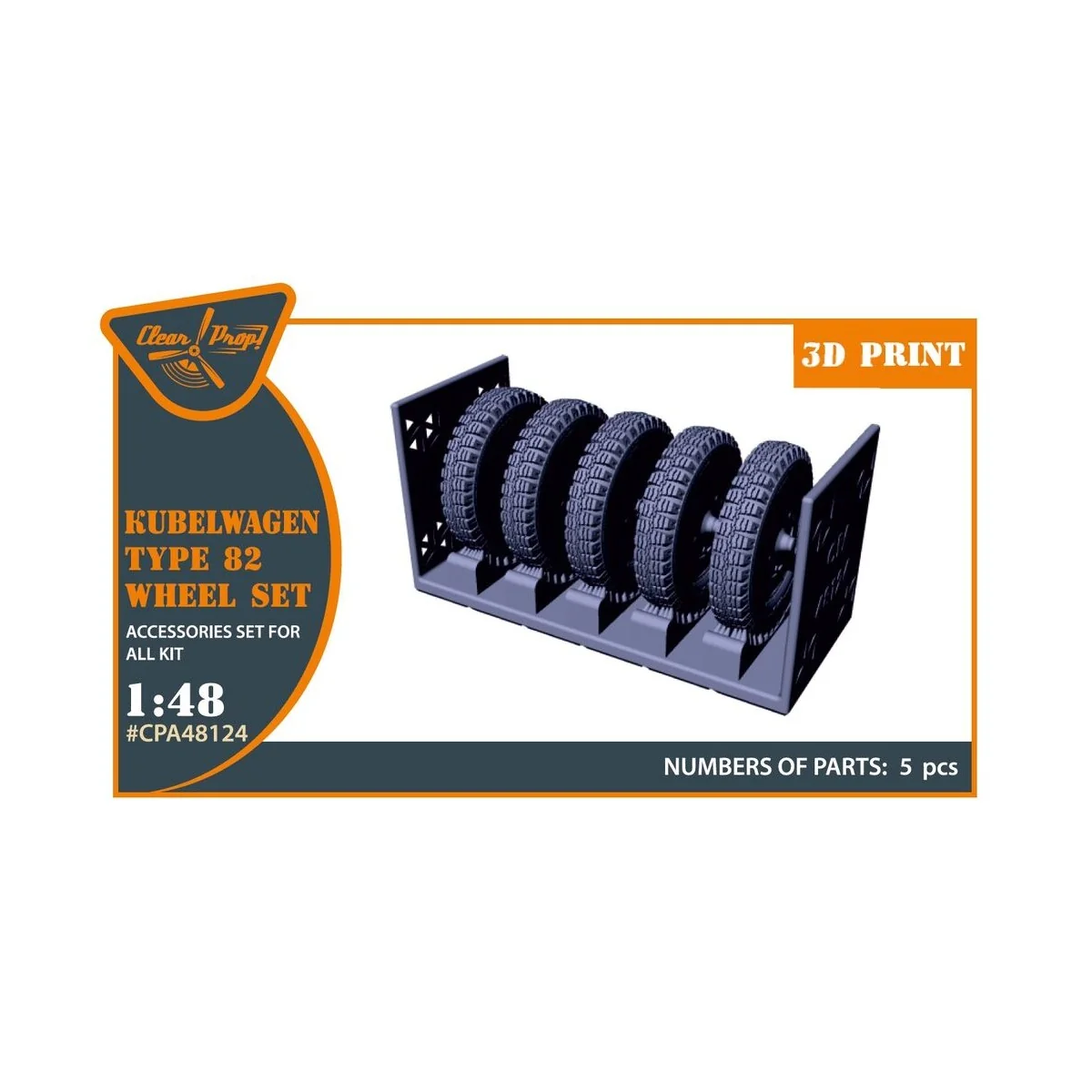 Kubelwagen type 82 Wheel set, 1/48 - Clear Prop Accessories CPA48124 Kubelwagen type 82 Wheel set, 1/48 - Clear Prop Accessories CPA48124