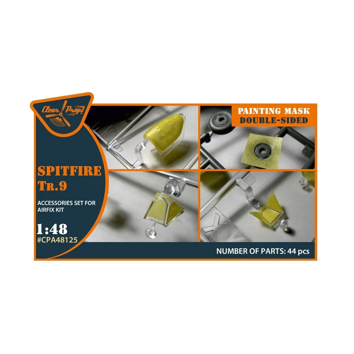 Spitfire Tr.9 double-sided painting mask for Airfix kit, 1/48 - Cle...