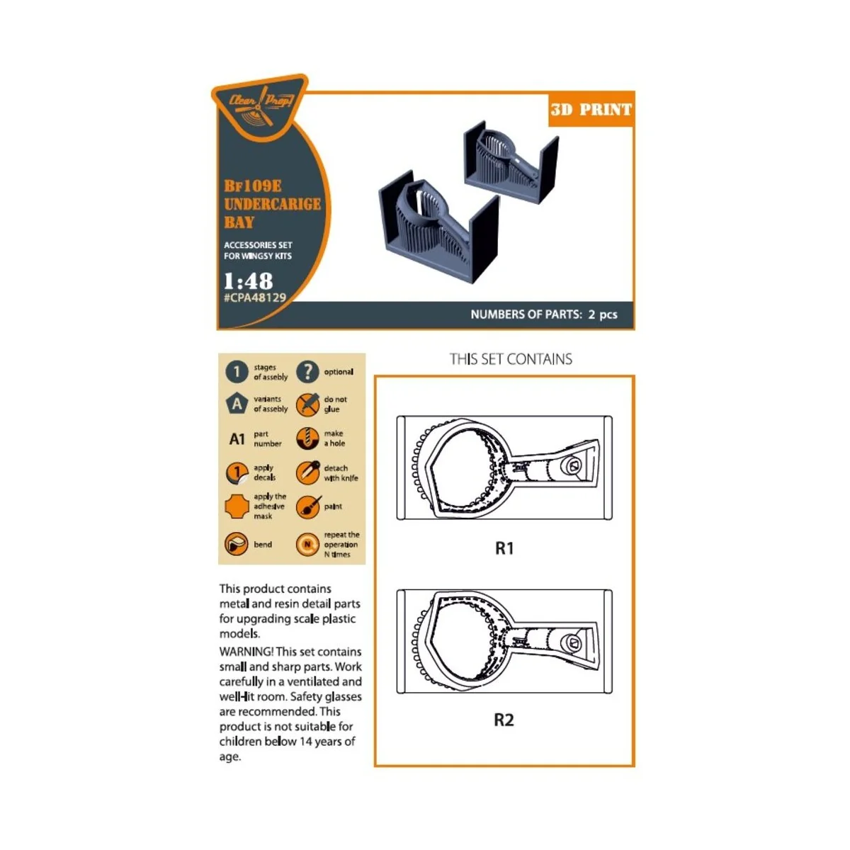 Bf-109E wheel bay for Wingsy Kits, 1/48 - Clear Prop Accessories CP...