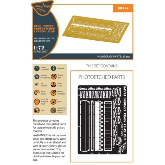 Ki-51 Sonia (all versions) PE landing flaps for CP kits CP72011/CP7...