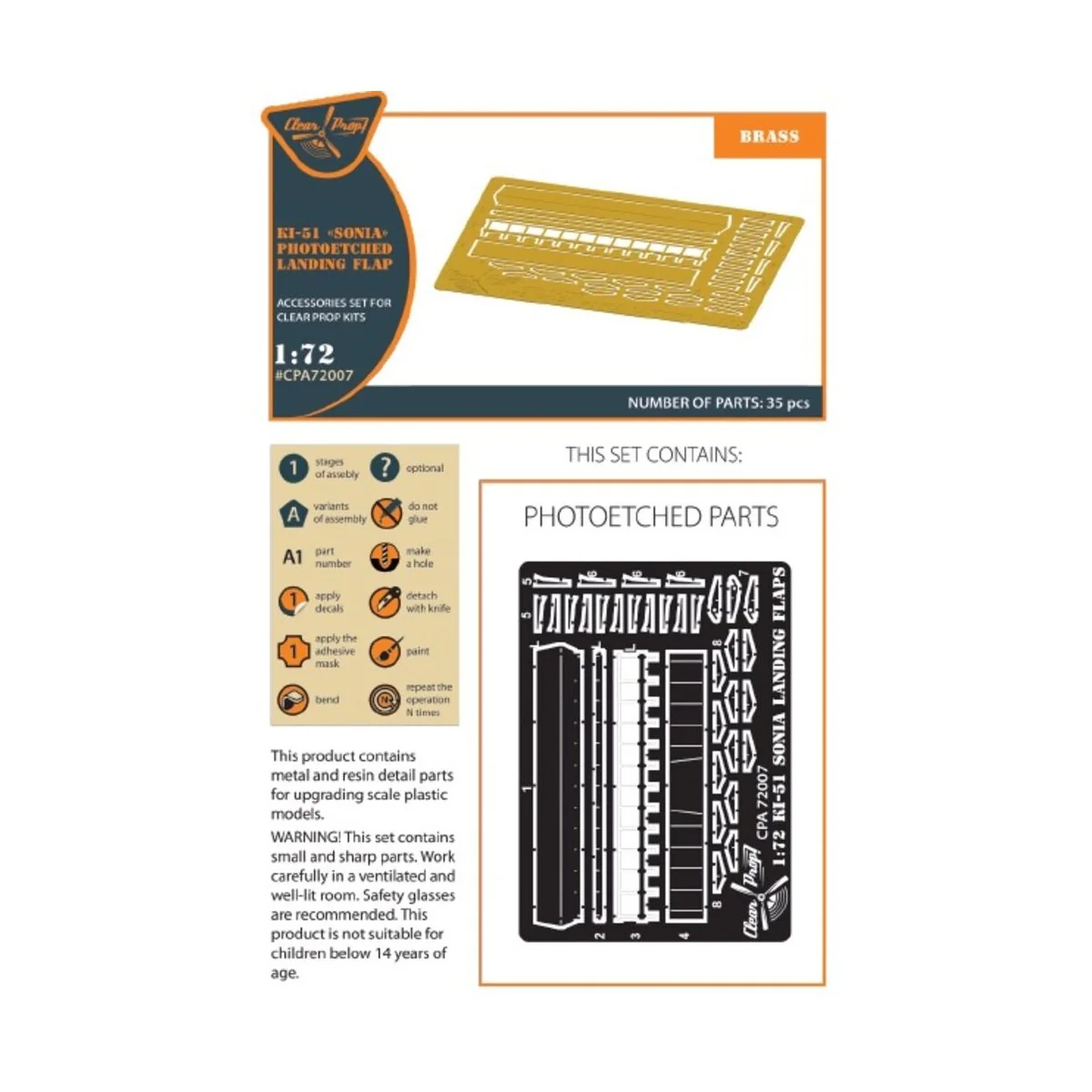 Ki-51 Sonia (all versions) PE landing flaps for CP kits CP72011/CP7...