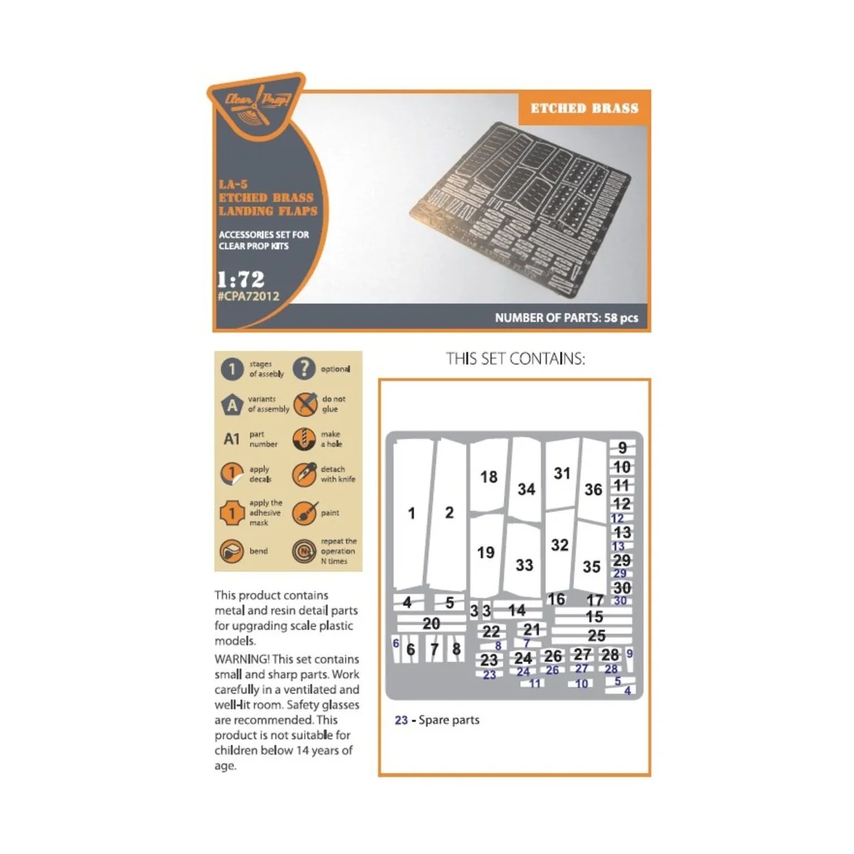 La-5 (all versions) PE landing flaps for CP kits CP72014/CP72015, 1...