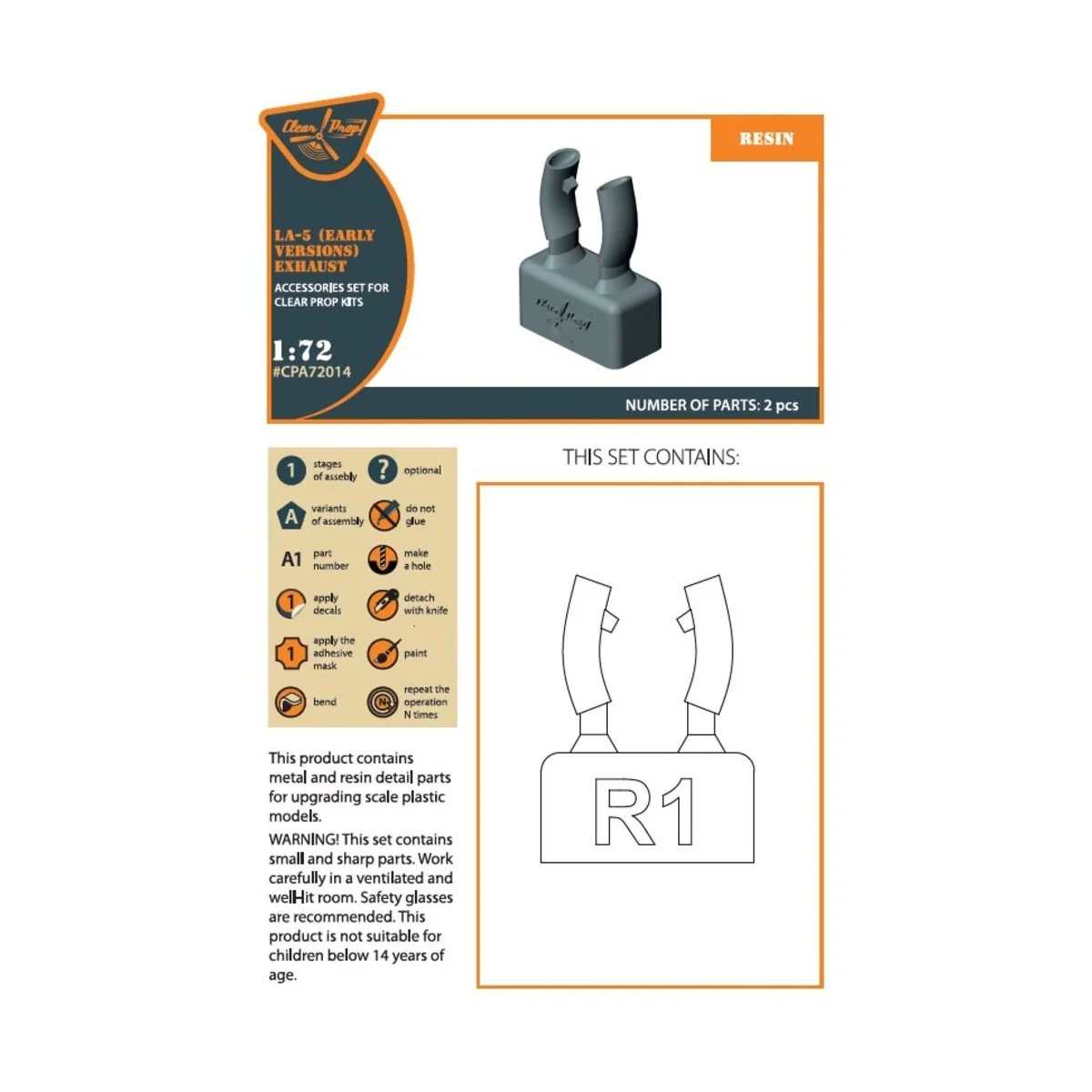 La-5 early version resin exhaust for CP kits CP72014/CP72015, 1/72 ...