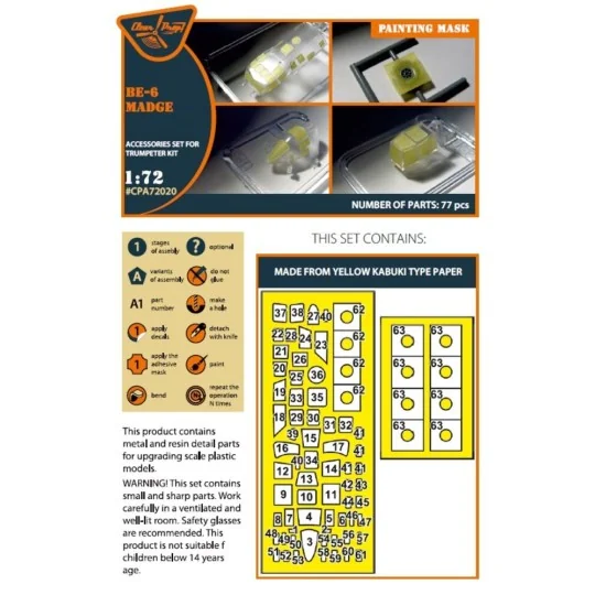 Be-6 Madge painting mask for Trumpeter kit, 1/72 - Clear Prop Acces...