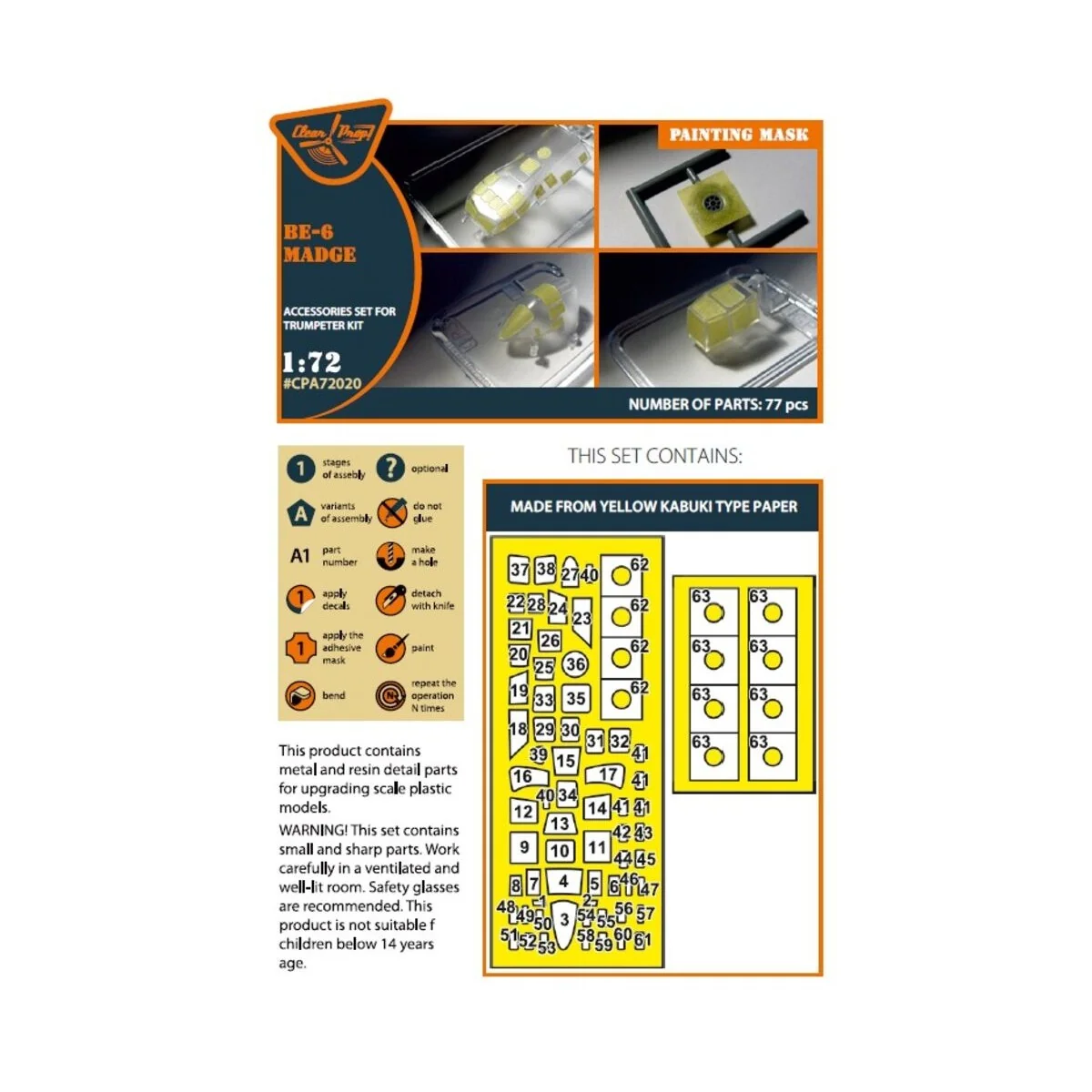 Be-6 Madge painting mask for Trumpeter kit, 1/72 - Clear Prop Acces...