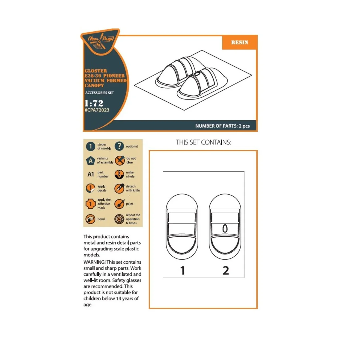 Gloster E28/39 Pioneer vacuum formed canopy for CP kits CP72001/CP7...
