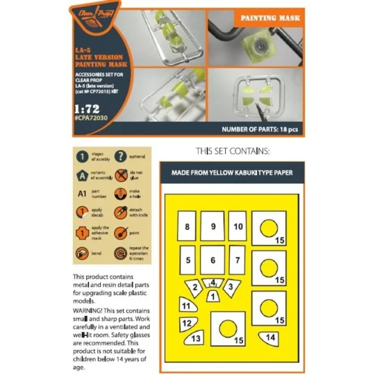 La-5 (late version) painting mask for CP kit CP72015, 1/72 - Clear ...