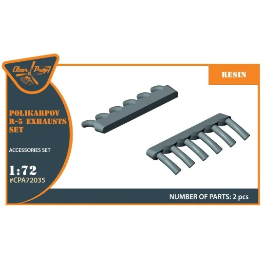 Polikarpov R-5 resin exhausts for AMG kits, 1/72 - Clear Prop Acces...