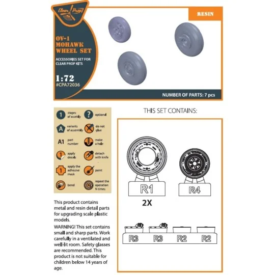 OV-1 A/B/C/D Mohawk wheels set for CP kit ??72016, 1/72 - Clear Pro...