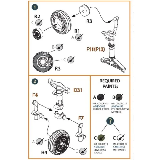 OV-1 A/B/C/D Mohawk wheels set for CP kit ??72016, 1/72 - Clear Pro...