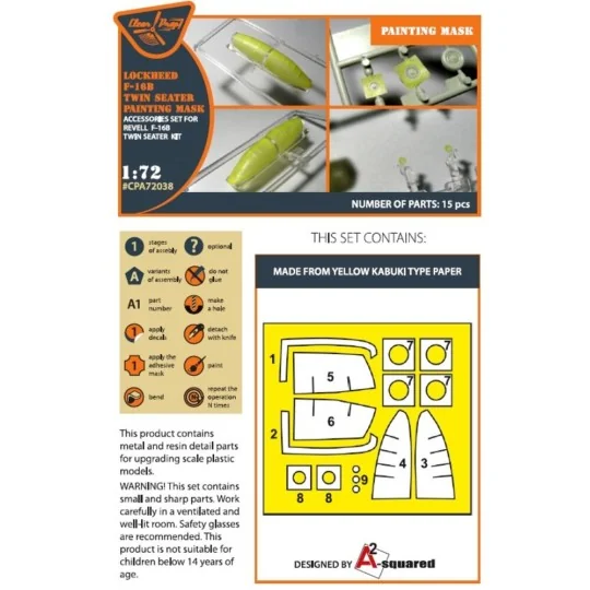 F-16B/D twin seater painting mask for REVELL kit, 1/72 - Clear Prop... F-16B/D twin seater painting mask for REVELL kit, 1/72 - Clear Prop...