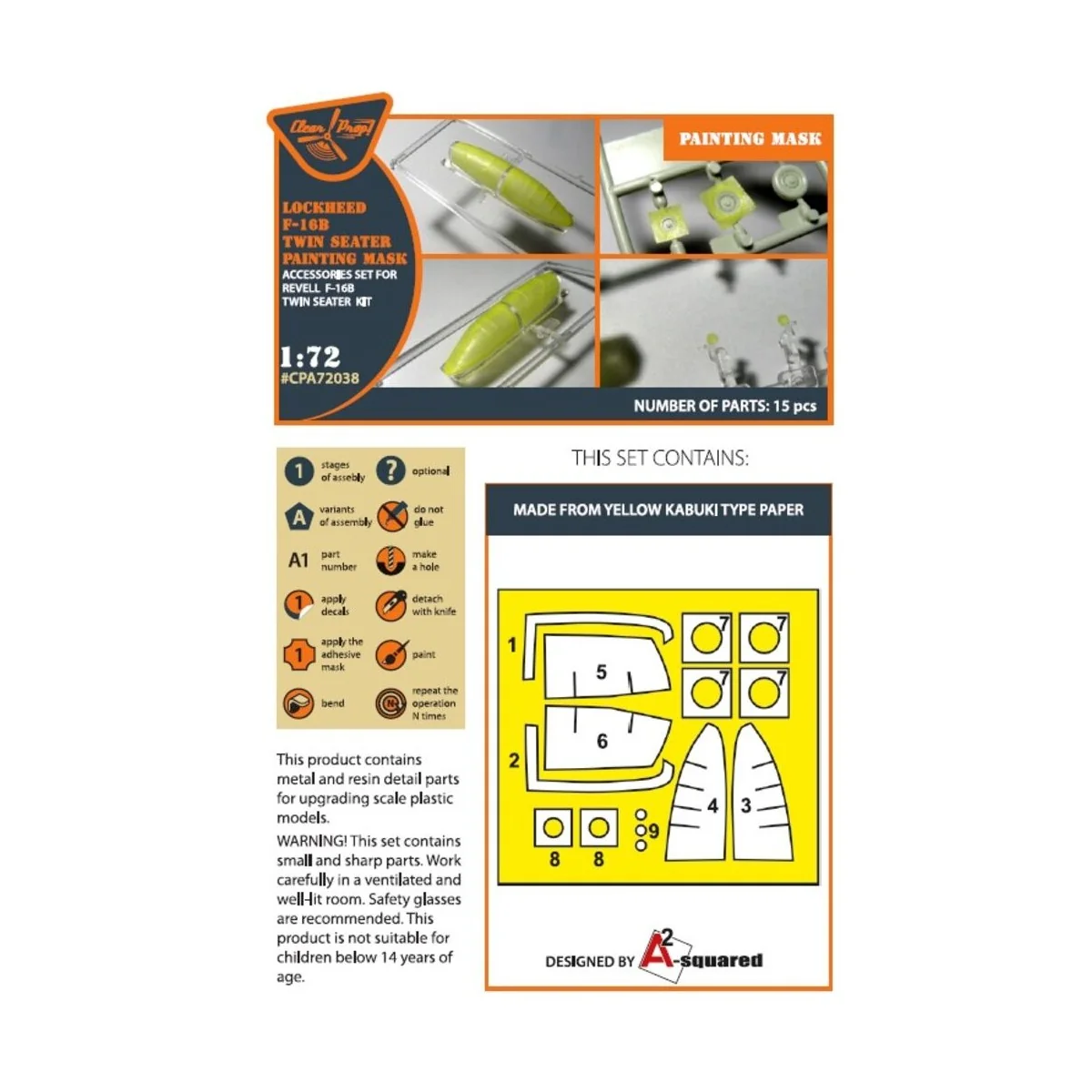 F-16B/D twin seater painting mask for REVELL kit, 1/72 - Clear Prop... F-16B/D twin seater painting mask for REVELL kit, 1/72 - Clear Prop...