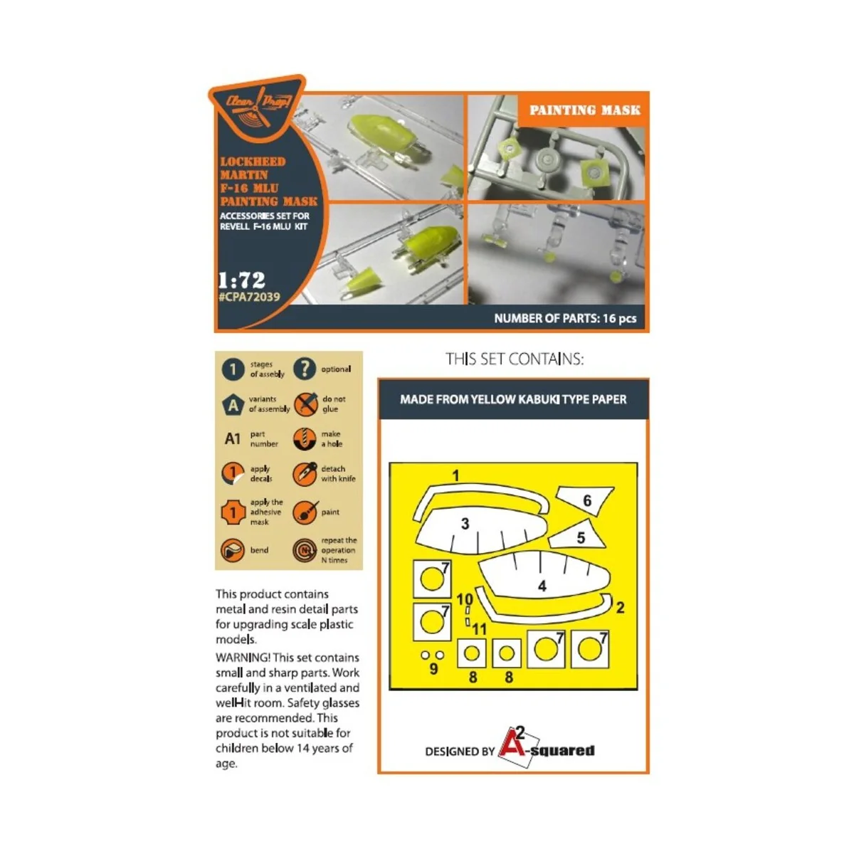 F-16 single seater painting mask for REVELL kit, 1/72 - Clear Prop ... F-16 single seater painting mask for REVELL kit, 1/72 - Clear Prop ...