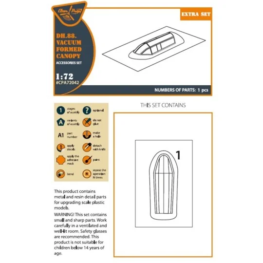 DH.88 Comet vacuum formed canopy for CP kits, 1/72 - Clear Prop Acc... DH.88 Comet vacuum formed canopy for CP kits, 1/72 - Clear Prop Acc...