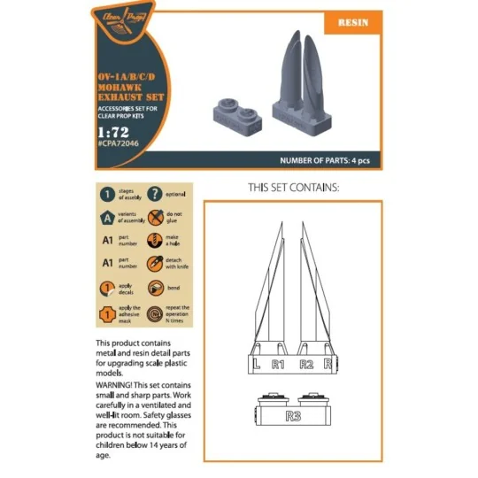 OV-1 A/B/C/D Mohawk exhaust set for CP kit, 1/72 - Clear Prop Acces... OV-1 A/B/C/D Mohawk exhaust set for CP kit, 1/72 - Clear Prop Acces...