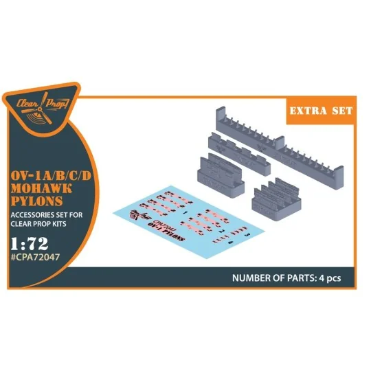 OV-1 A/B/C/D Mohawk pylons for CP kit, 1/72 - Clear Prop Accessorie...