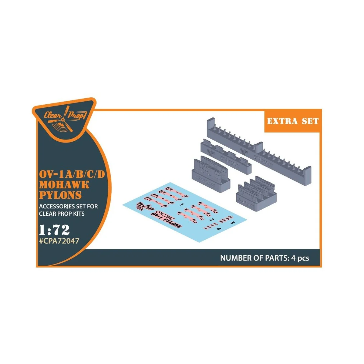 OV-1 A/B/C/D Mohawk pylons for CP kit, 1/72 - Clear Prop Accessorie...