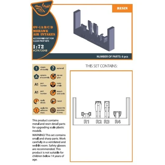 OV-1 A/B/C/D Mohawk air intakes for CP kit, 1/72 - Clear Prop Acces... OV-1 A/B/C/D Mohawk air intakes for CP kit, 1/72 - Clear Prop Acces...