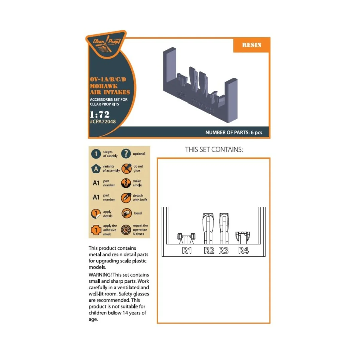 OV-1 A/B/C/D Mohawk air intakes for CP kit, 1/72 - Clear Prop Acces... OV-1 A/B/C/D Mohawk air intakes for CP kit, 1/72 - Clear Prop Acces...