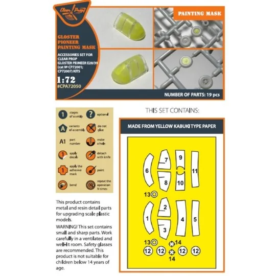 Gloster E28/39 Pioneer painting mask for CP kits CP72001/CP72007, 1... Gloster E28/39 Pioneer painting mask for CP kits CP72001/CP72007, 1...