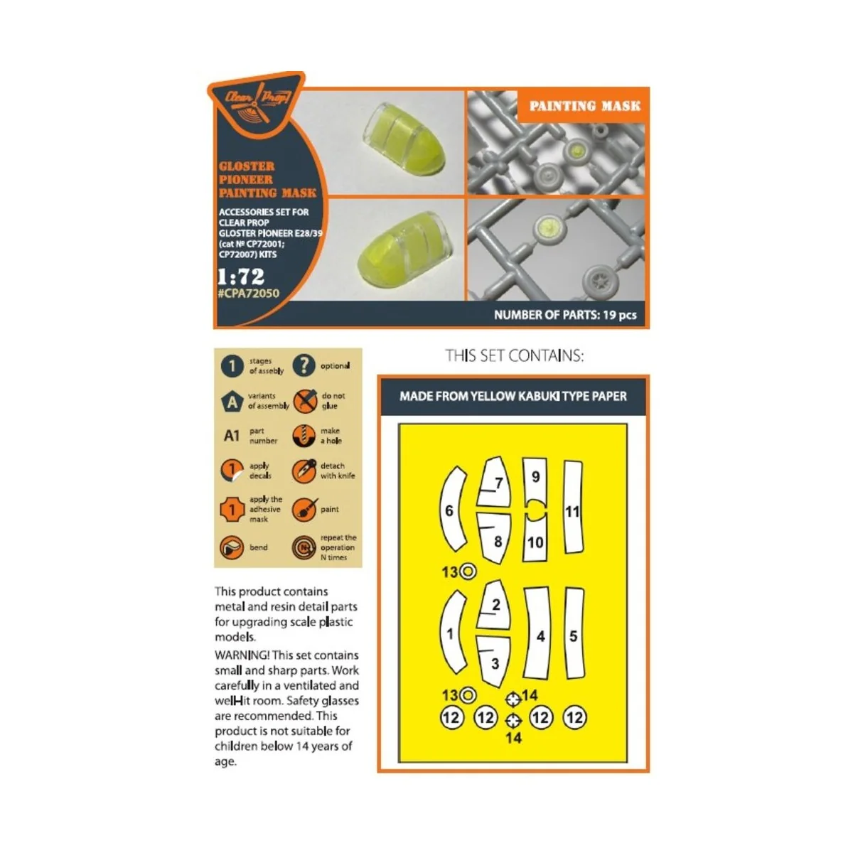Gloster E28/39 Pioneer painting mask for CP kits CP72001/CP72007, 1... Gloster E28/39 Pioneer painting mask for CP kits CP72001/CP72007, 1...