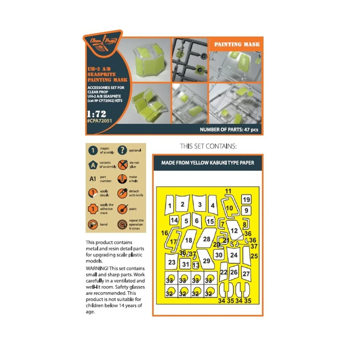 UH-2 A/B SEASPRITE for CP kit painting mask for CP kit CP72002, 1/7...