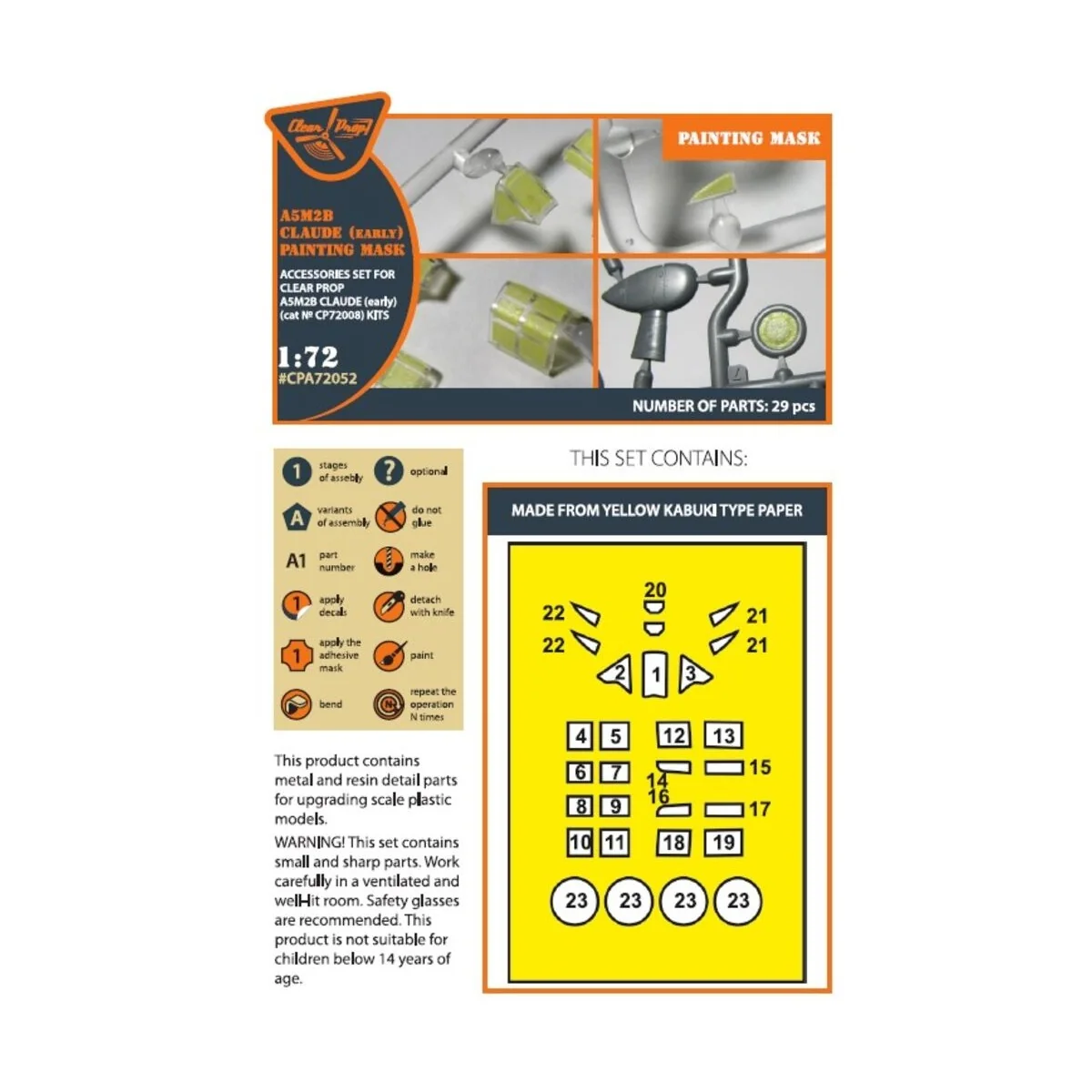 A5M2b Claude (early version) painting mask for CP kits CP72006/CP72...