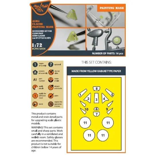 A5M4 Claude painting mask for CP kit CP72010, 1/72 - Clear Prop Acc... A5M4 Claude painting mask for CP kit CP72010, 1/72 - Clear Prop Acc...