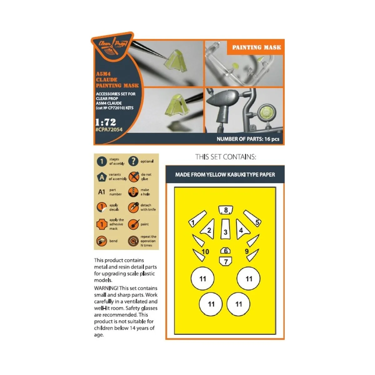 A5M4 Claude painting mask for CP kit CP72010, 1/72 - Clear Prop Acc... A5M4 Claude painting mask for CP kit CP72010, 1/72 - Clear Prop Acc...