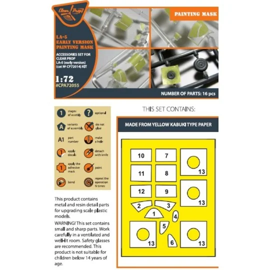 La-5 (early version) painting mask for CP kit CP72014, 1/72 - Clear... La-5 (early version) painting mask for CP kit CP72014, 1/72 - Clear...