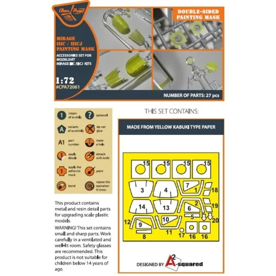 Mirage IIIC/IIICJ double-sided painting mask for Modelsvit kit, 1/7... Mirage IIIC/IIICJ double-sided painting mask for Modelsvit kit, 1/7...