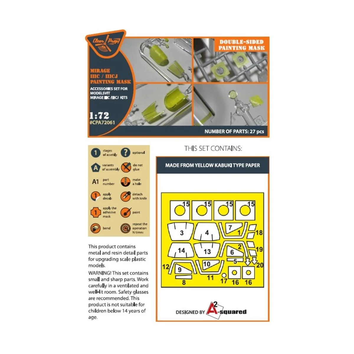 Mirage IIIC/IIICJ double-sided painting mask for Modelsvit kit, 1/7... Mirage IIIC/IIICJ double-sided painting mask for Modelsvit kit, 1/7...