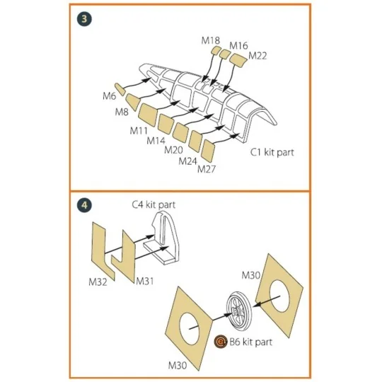 M6A1 Seiran painting mask for Tamiya kit 60737, 1/72 - Clear Prop A...