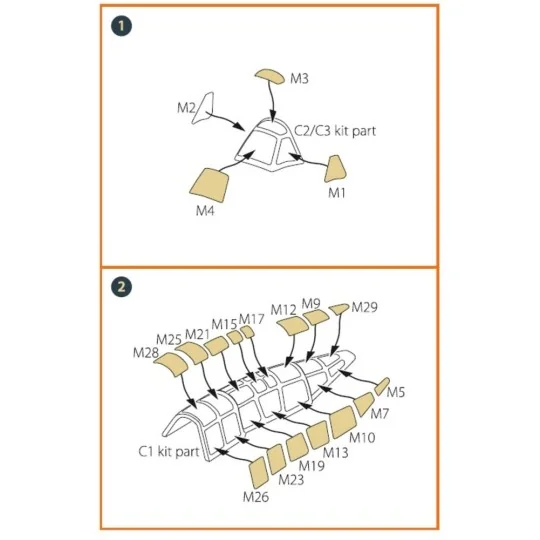 M6A1 Seiran painting mask for Tamiya kit 60737, 1/72 - Clear Prop A...