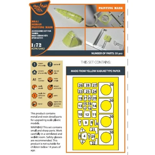 M6A1 Seiran painting mask for Tamiya kit 60737, 1/72 - Clear Prop A...