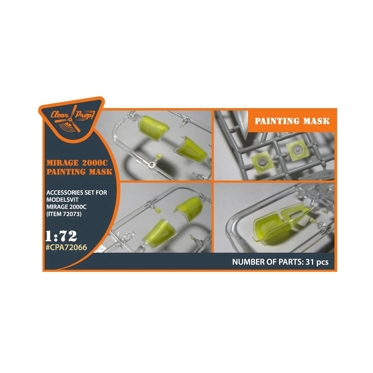 Mirage 2000C painting mask for Modelsvit kit 72073, 1/72 - Clear Pr...