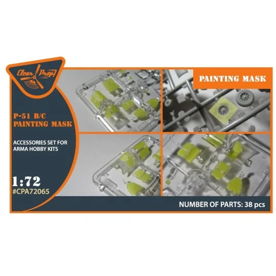 P-51B/C Mustang painting mask for Arma Hobby kits, 1/72 - Clear Pro... P-51B/C Mustang painting mask for Arma Hobby kits, 1/72 - Clear Pro...