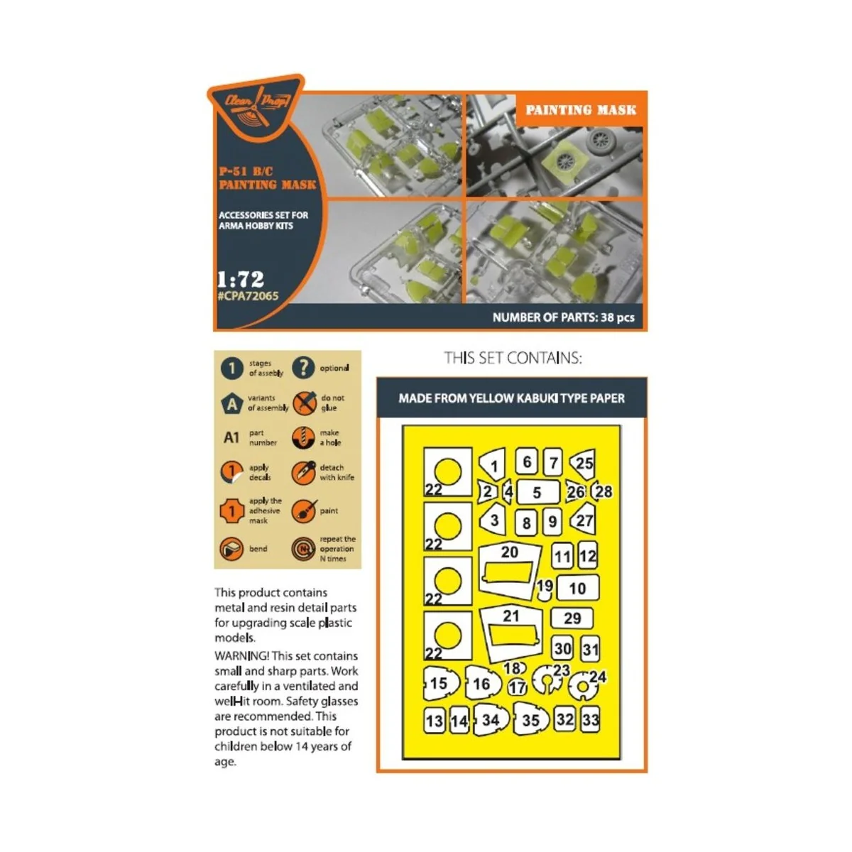 P-51B/C Mustang painting mask for Arma Hobby kits, 1/72 - Clear Pro... P-51B/C Mustang painting mask for Arma Hobby kits, 1/72 - Clear Pro...