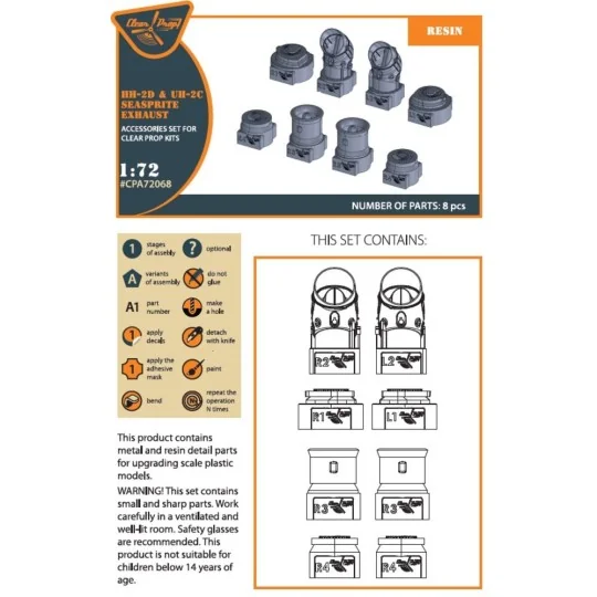 UH-2C/HH-2D SEASPRITE resin exhaust for CP kit CP72017/CP72018, 1/7...