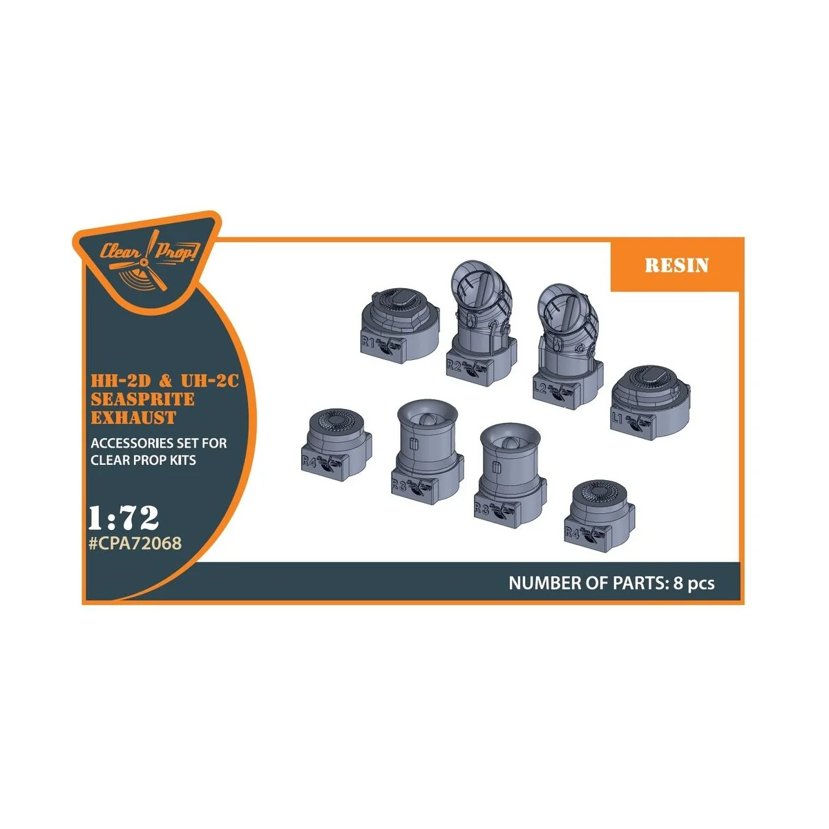 UH-2C/HH-2D SEASPRITE resin exhaust for CP kit CP72017/CP72018, 1/7...