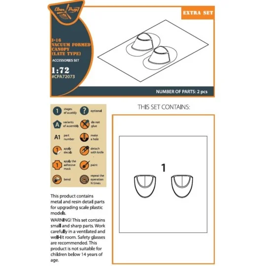I-16 vacuum formed canopy (late version) for CP kit, 1/72 - Clear P... I-16 vacuum formed canopy (late version) for CP kit, 1/72 - Clear P...
