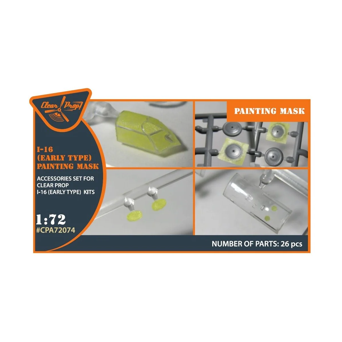 I-16 (early version) painting mask for CP kit, 1/72 - Clear Prop Ac...