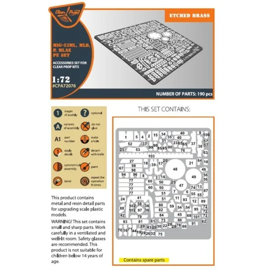 MiG-23ML, MLD, P, MLAE PE set for CP kits, 1/72 - Clear Prop Access... MiG-23ML, MLD, P, MLAE PE set for CP kits, 1/72 - Clear Prop Access...