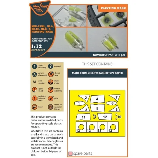 MiG-23ML, MLD, P, MLAE painting mask for CP kits, 1/72 - Clear Prop... MiG-23ML, MLD, P, MLAE painting mask for CP kits, 1/72 - Clear Prop...